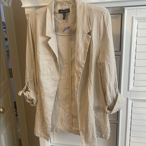 Ellen tracy linen blend light khaki jacket nwt sz s m